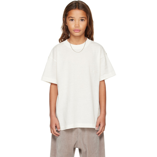 Fear Of God Essentials Kids White Holiday Embroidered Essential T-shirt 