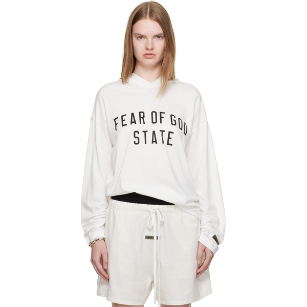  Fear Of God Essentials White Long Sleeve Hoodie 