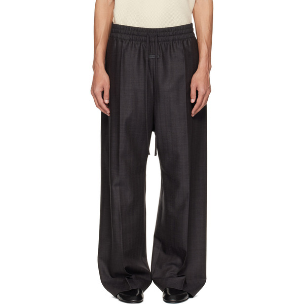  Fear Of God Gray Striped Wool Wide Leg Drawstring Trousers 