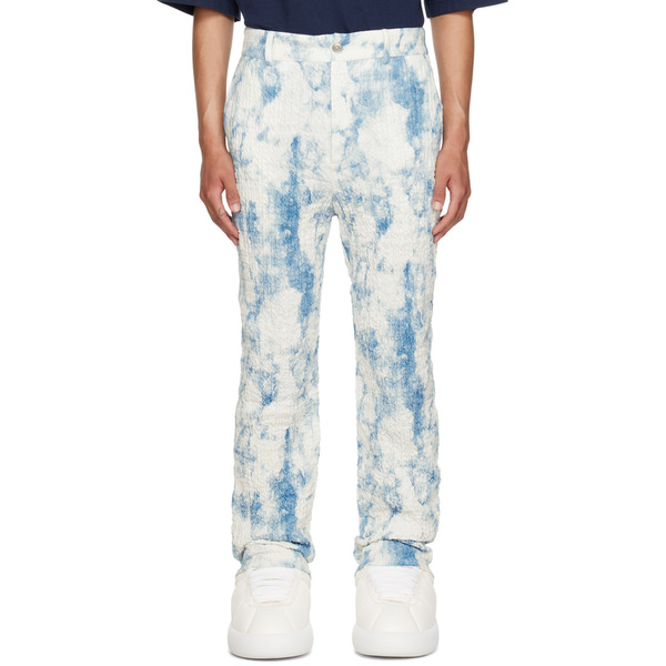  Feng Chen Wang White & Blue Printed Trousers 