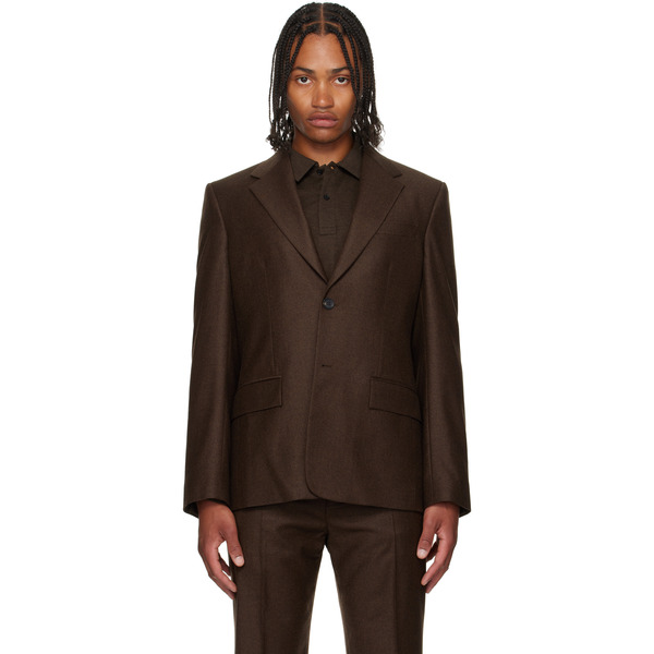  Ferragamo Brown Single Breasted Flannel Blazer 