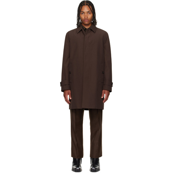  Ferragamo Brown Trench Car Coat 