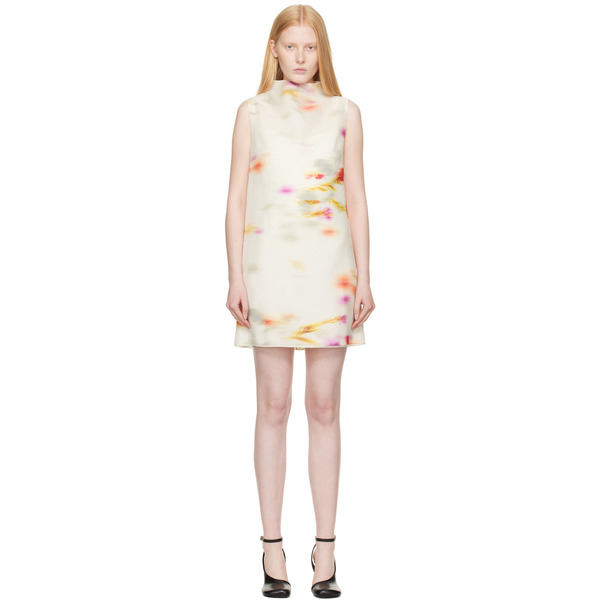  Ferragamo Off-white Blossom Flower Reversible Minidress 