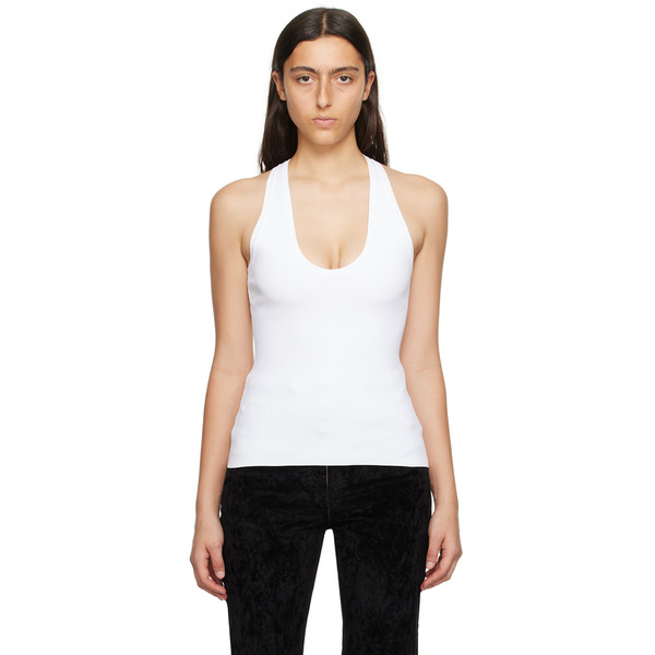  Ferragamo White Scoop Neck Tank Top 