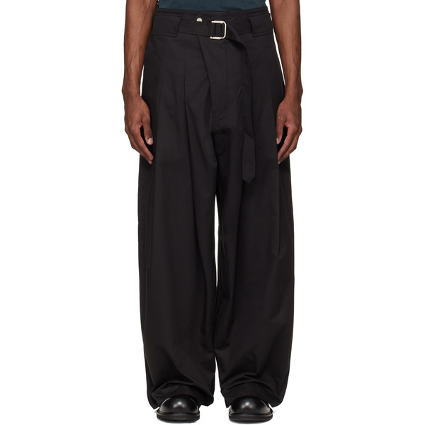  Fffpostalservice Black Wide Belted Trousers 