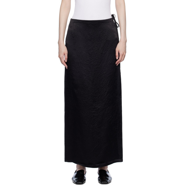  Filippa K Black Crinkled Pencil Maxi Skirt 