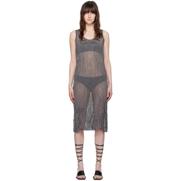  Filippa K Gray Crinkled Midi Dress 