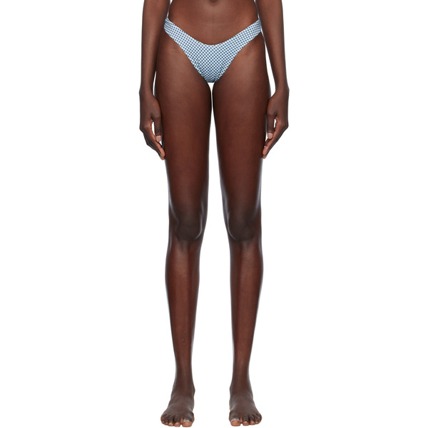  Frankies Bikinis Blue & White Full Moon Micro Bikini Bottom 