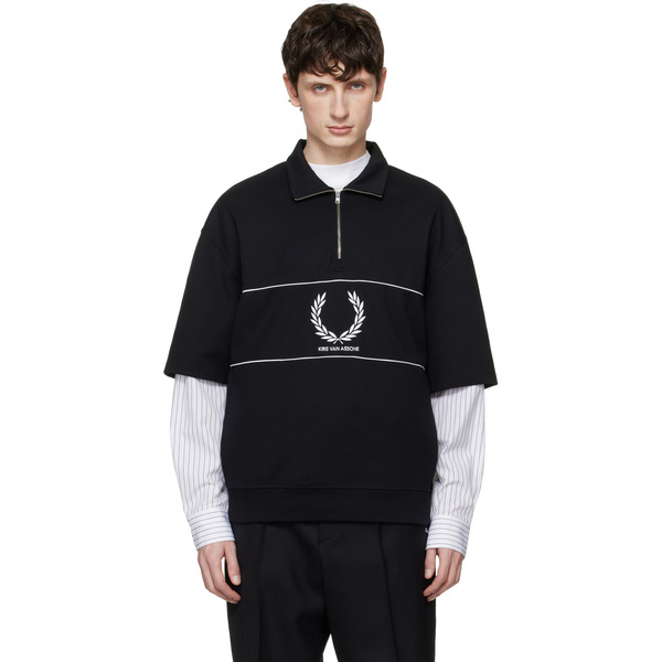  Fred Perry Black Kris Van Assche Edition Half Zip Sweatshirt 
