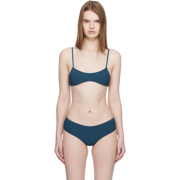  Fruity Booty Blue Bream Stripe Bikini Top 