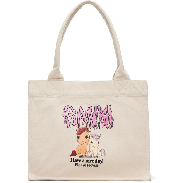  Ganni Beige Pony Printed Large Tote 