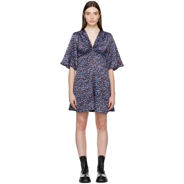  Ganni Black Floral Minidress 
