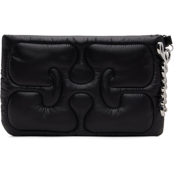  Ganni Black Quilted Re-tech Pouch 