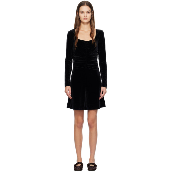  Ganni Black Square Neck Minidress 