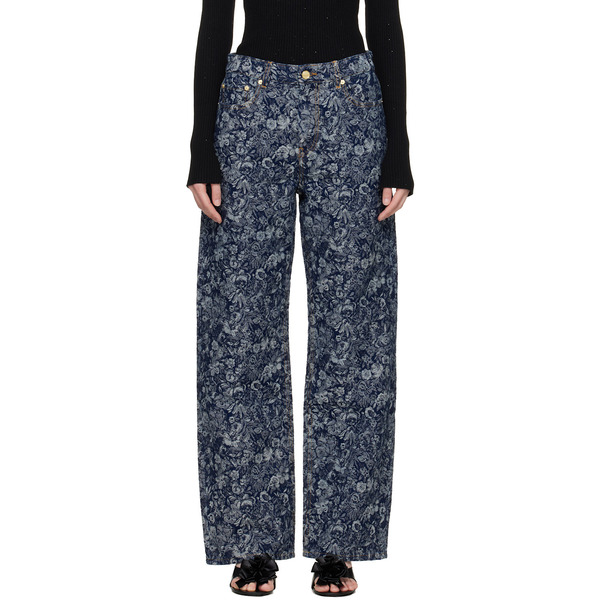  Ganni Blue Straight Tapestry Izey Jeans 