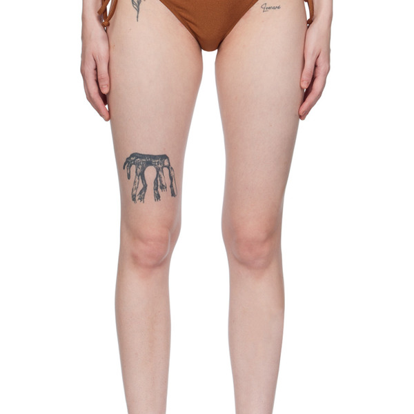  Ganni Brown String Bikini Bottoms 