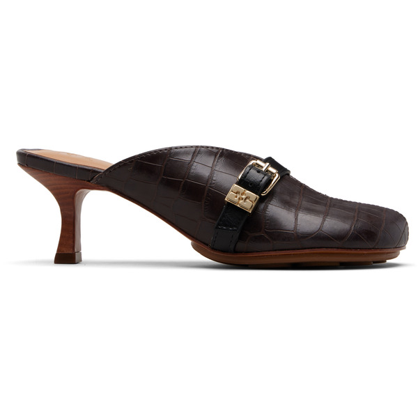  Ganni Brown Sue Mule Heels 