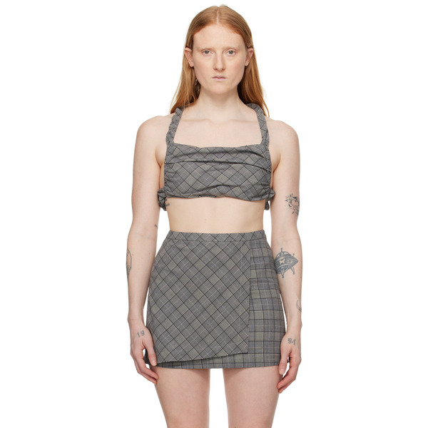  Ganni Gray Check Camisole 