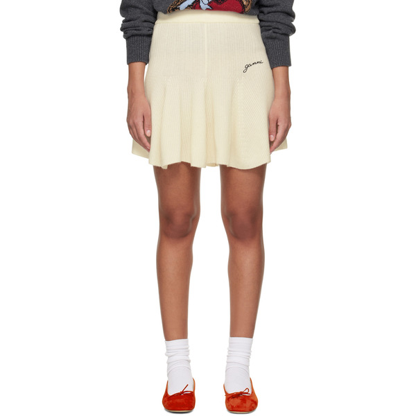  Ganni Off-white Cashmere Mix Miniskirt 