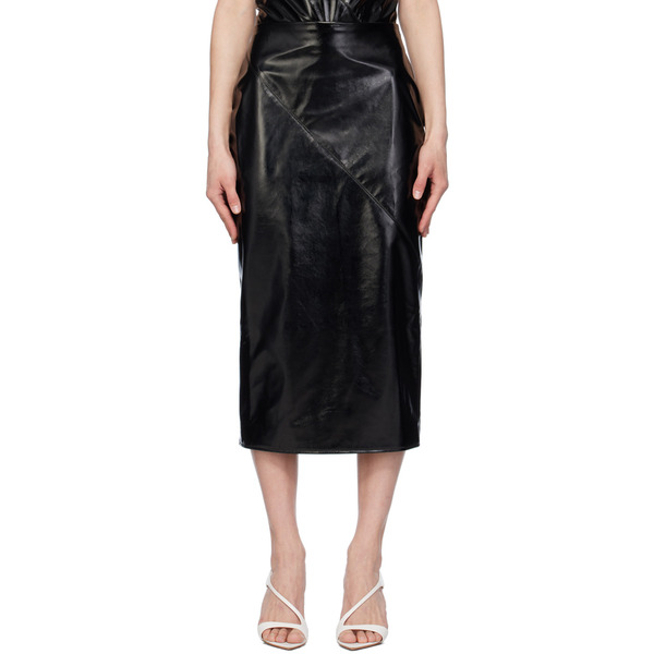  Gauge81 Black Kuana Faux-leather Midi Skirt 