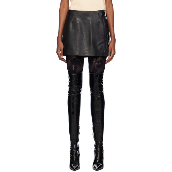  Gcds Black Hoop Leather Miniskirt 