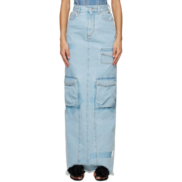  Gcds Blue Ultracargo Denim Maxi Skirt 