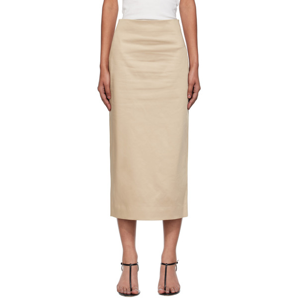  Gia Studios Beige Marisol Midi Skirt 
