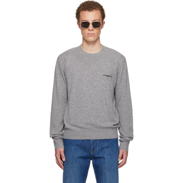  Givenchy Gray Wool & Cashmere Embroidered Sweater 