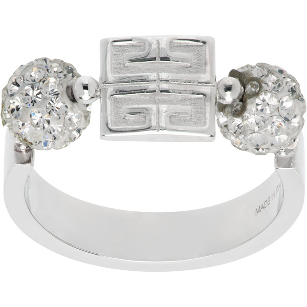  Givenchy Silver 4g Metal & Crystal Ring 