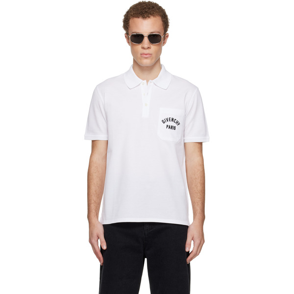  Givenchy White Front Pocket Polo 