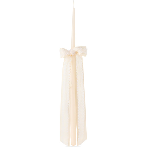  Gohar World Off-white Lace Bow Taper Candle 