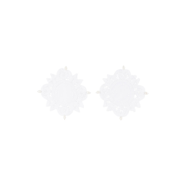 Gohar World White Lace & Pearl Coaster Set 
