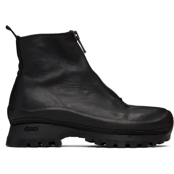  Guidi Black Vs01 Leather Front Zip Ankle Boots 