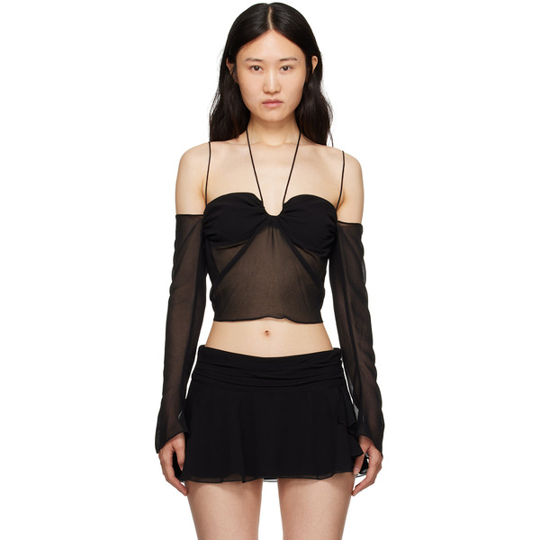  Guizio Black Gathered Blouse 