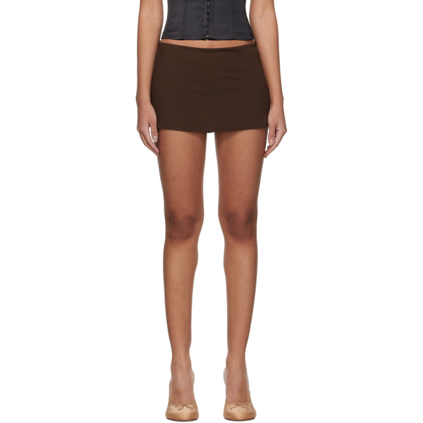  Guizio Brown Micro Stretch Miniskirt 