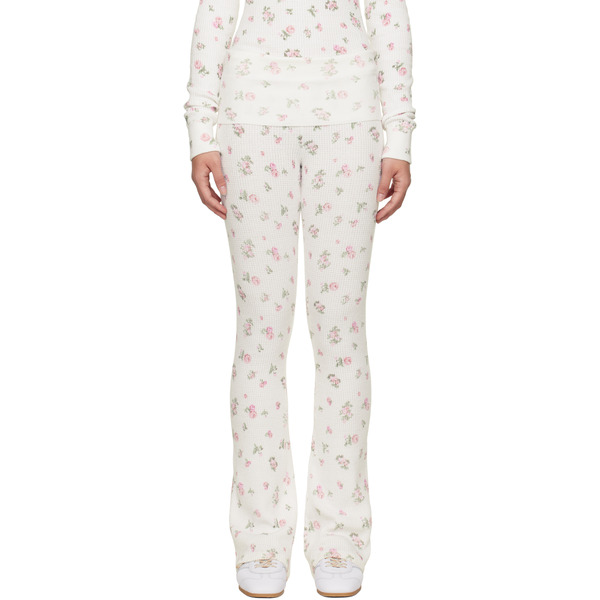 Guizio White Flared Thermal Lounge Pants 