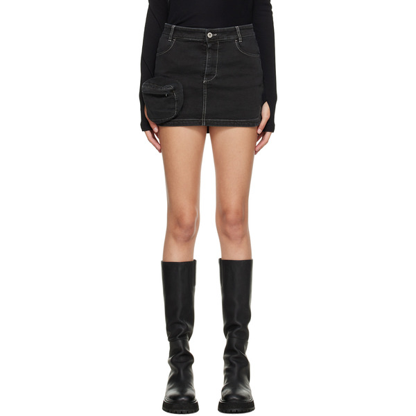  Halfboy Black Pocket Denim Miniskirt 