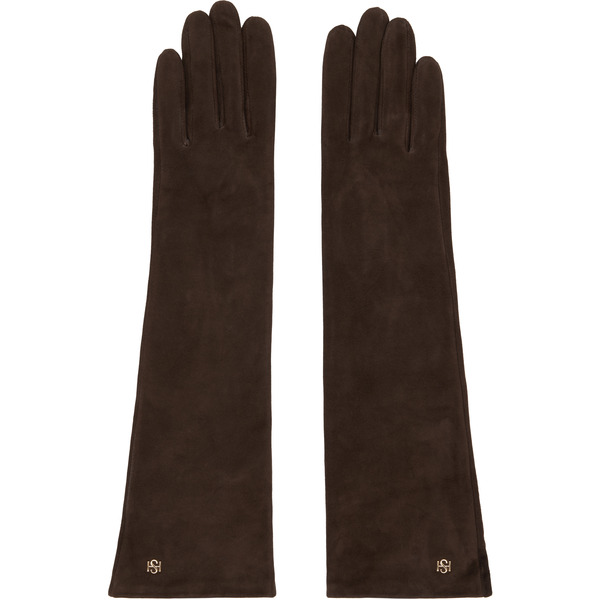  Handsome Stockholm Brown Essentials Long Suede Gloves 