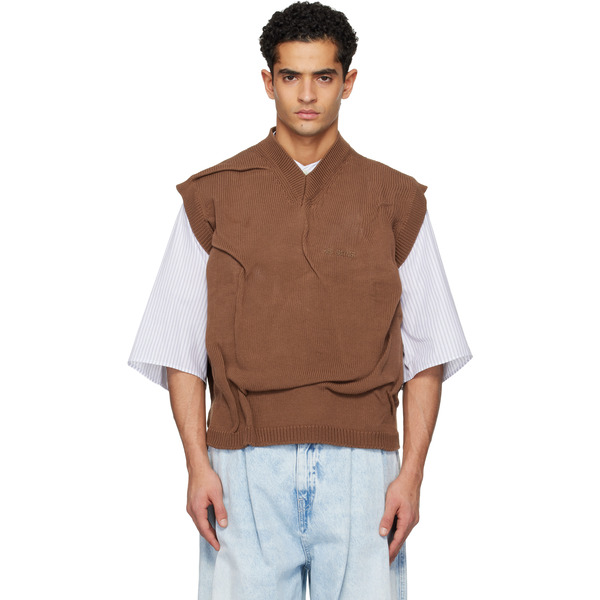  Hed Mayner Brown Knit Sweater Vest 