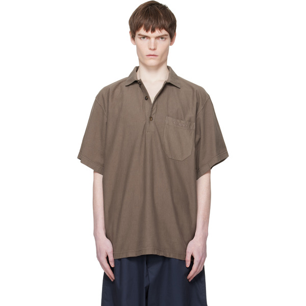  Hed Mayner Taupe Garment-dyed Polo 