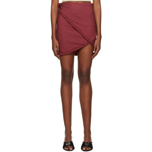  Helenamanzano Burgundy Braided Miniskirt 