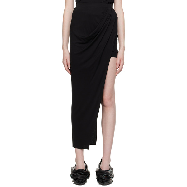  Helmut Lang Black Asymmetric Maxi Skirt 