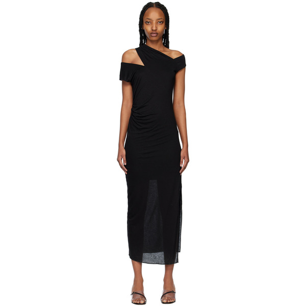  Helmut Lang Navy Scala Midi Dress 