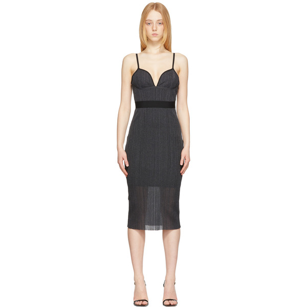  Herve Leger Black & Grey Bustier Dress 