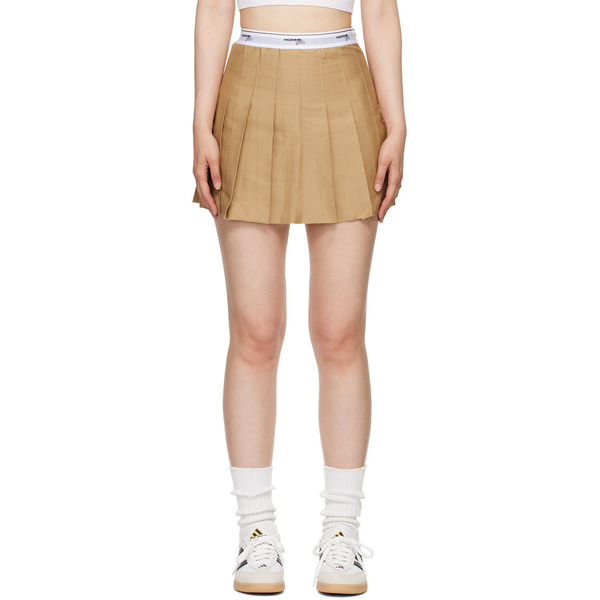  Hommegirls Tan Pleated Miniskirt 