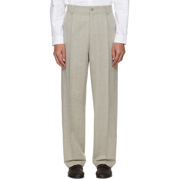  Hugo Beige Modern-fit Herringbone Weave Trousers 