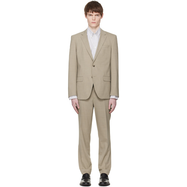  Hugo Beige Two-piece Slim-fit Stretch Cloth Suit 