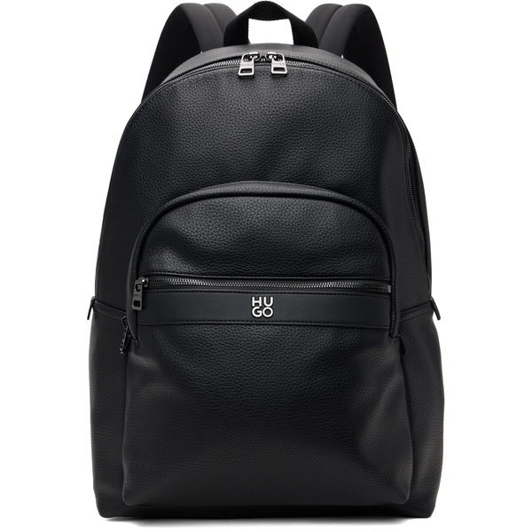  Hugo Black Grained Faux-leather Backpack 