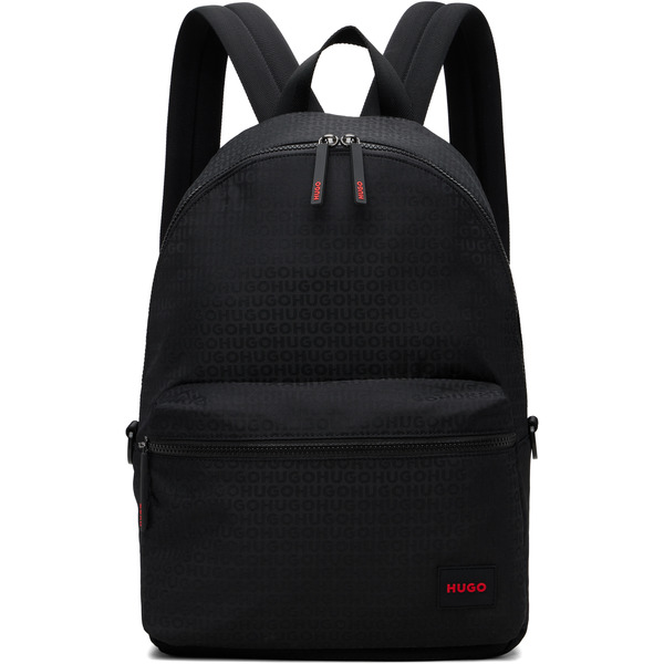  Hugo Black Logo Patch Backpack 