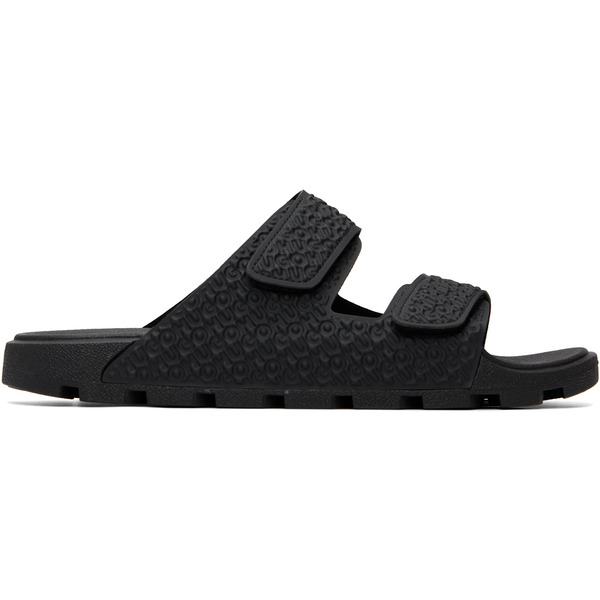  Hugo Black Monogram Riptape Strap Sandals 